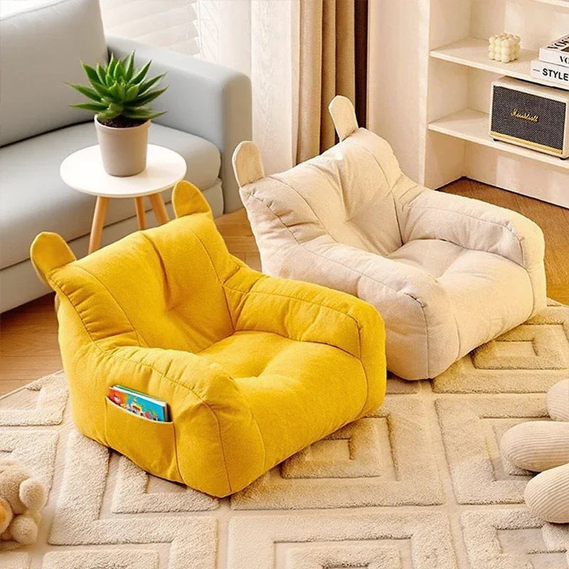 Kids Bear Plush Sofa Chair Soft Ergonomic Small Lazy Sofa with Storage Pocket for Boys and Girls