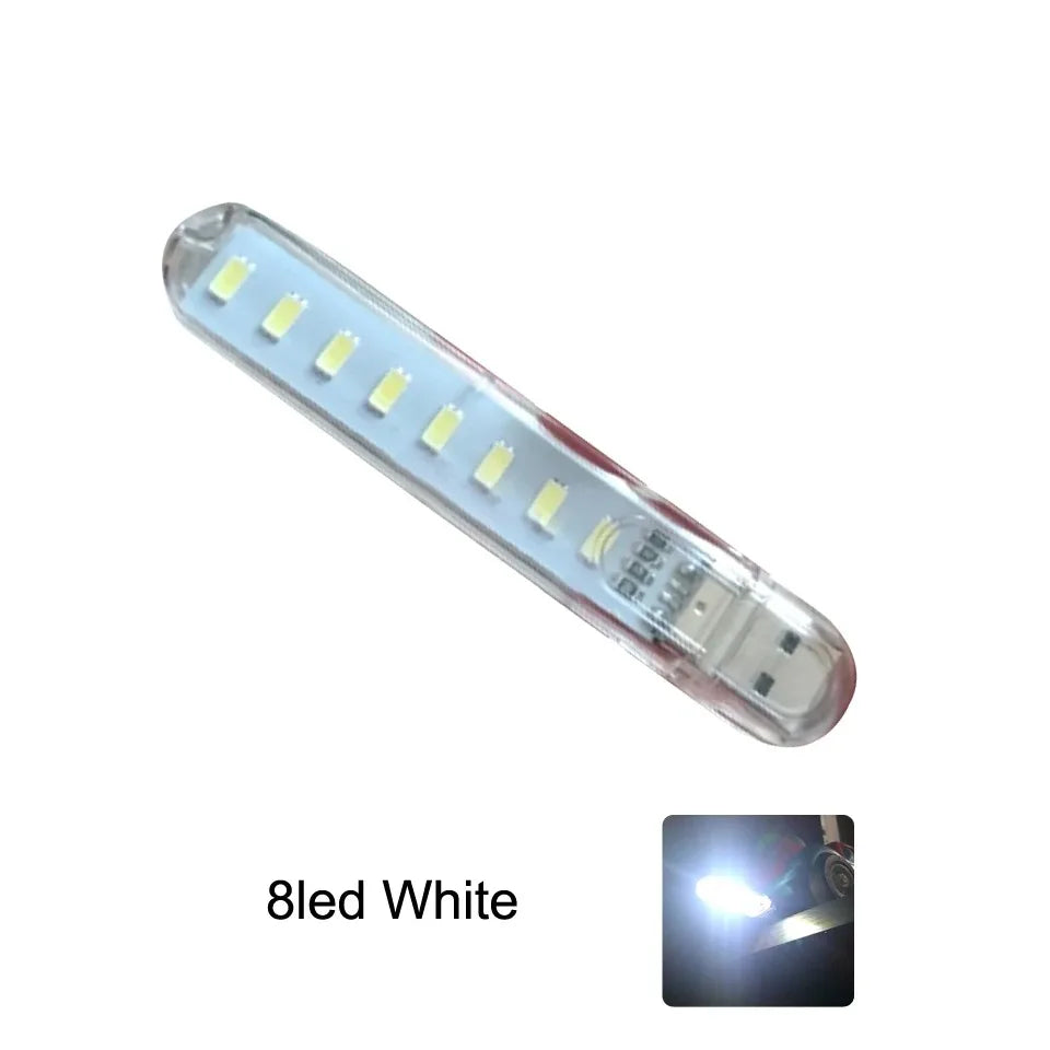 Mini USB LED Book Light – 3/8/24 LED Ultra Bright RGB Portable Reading Lamp for Power Bank, Laptop & Notebook