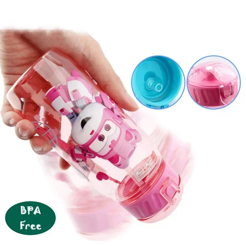 Kawaii Kids Water Bottle with Straw - BPA-Free Ceramic Cute Cartoon Drinkware