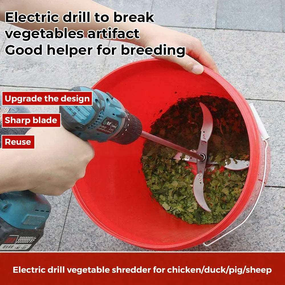 Fruit and Vegetable Crusher 4/6-Blade Drill Attachment Electric Chopper Blade for Poultry Feed and Grass