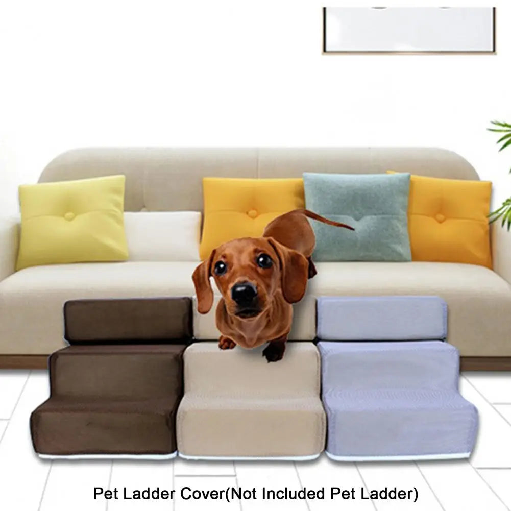 Detachable 3-Step Pet Stair Cover - Anti-Slip Faux Leather & Mesh Ramp Case, 11.8 x 11.8 x 13.8 in / 30 x 30 x 35 cm