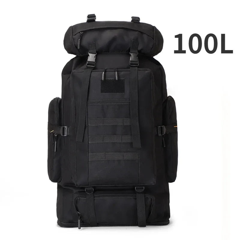 Tactical Mountaineering Backpack 80L / 100L (≈21 / 26 US gal) – Large Hiking, Camping & Travel Rucksack with Molle, Oxford Polyester