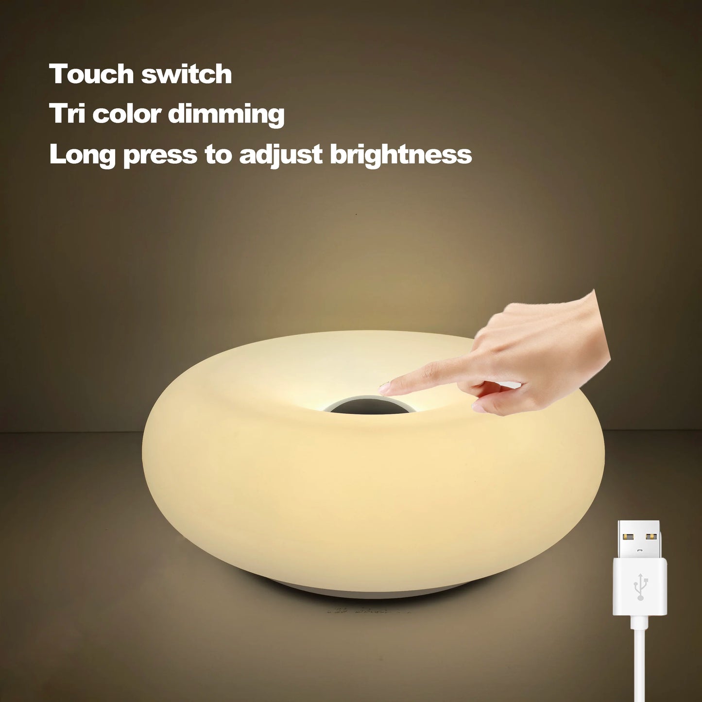 Bauhaus Donut Table Lamp USB LED Bedside Night Light for Bedroom Living Room Dining Room