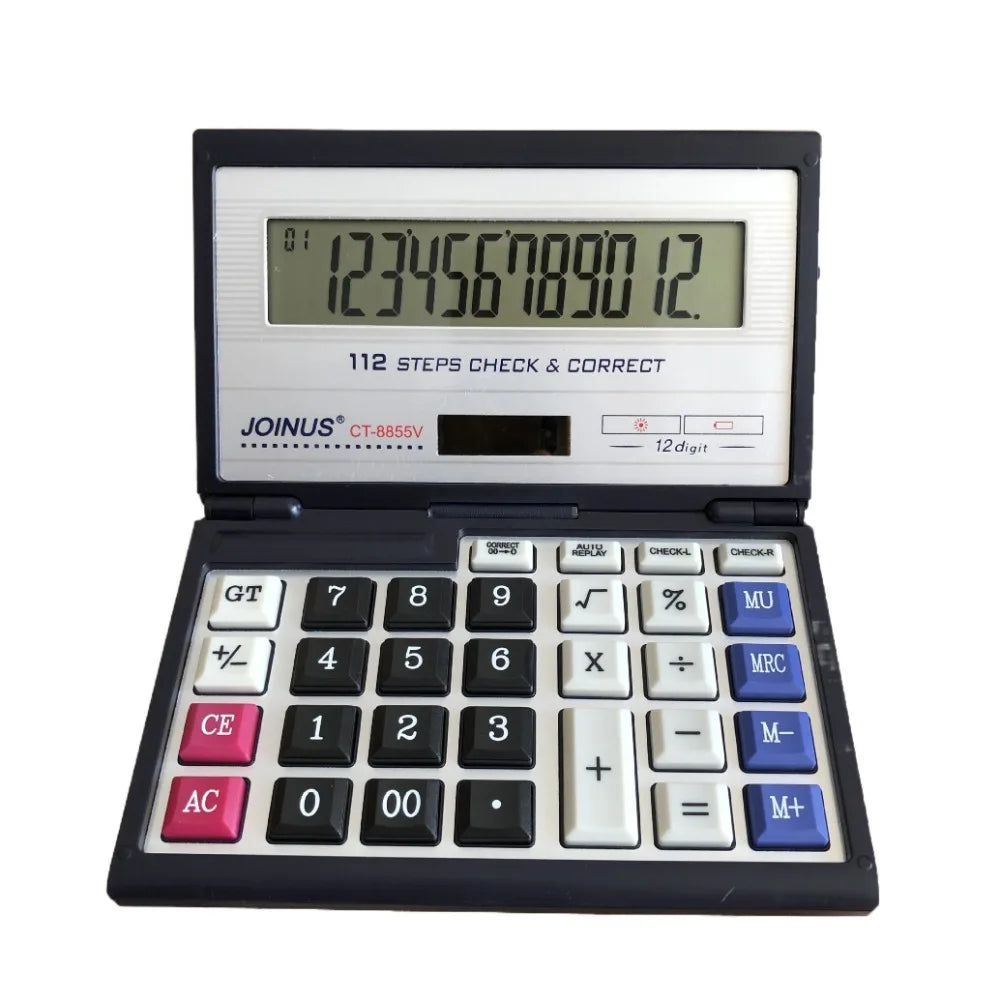 Foldable Flip Solar Calculator 12-Digit Large Screen Portable Financial Office Calculator