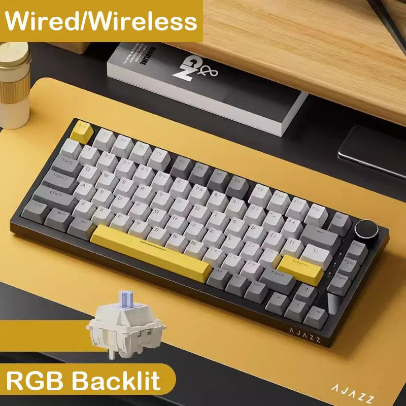 Wired and Wireless 70% Mechanical Gaming Keyboard, Tri-Mode RGB, Hot-Swappable Switches for PC & Mac