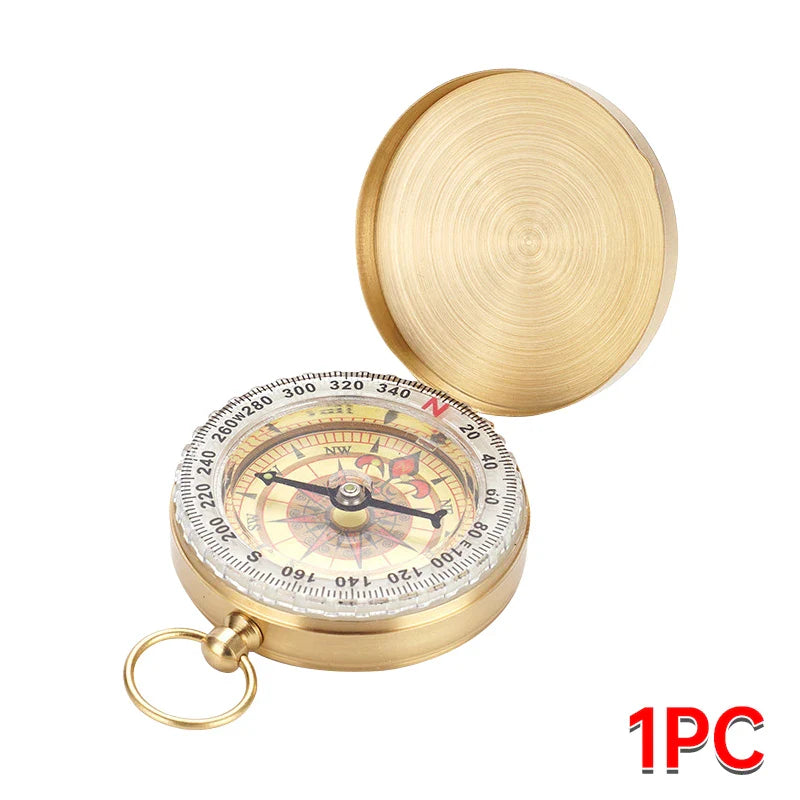 Copper Pocket Compass – Waterproof Glow-in-the-Dark Navigation Compass with Lanyard, 2 x 2 in (5 x 5 cm)
