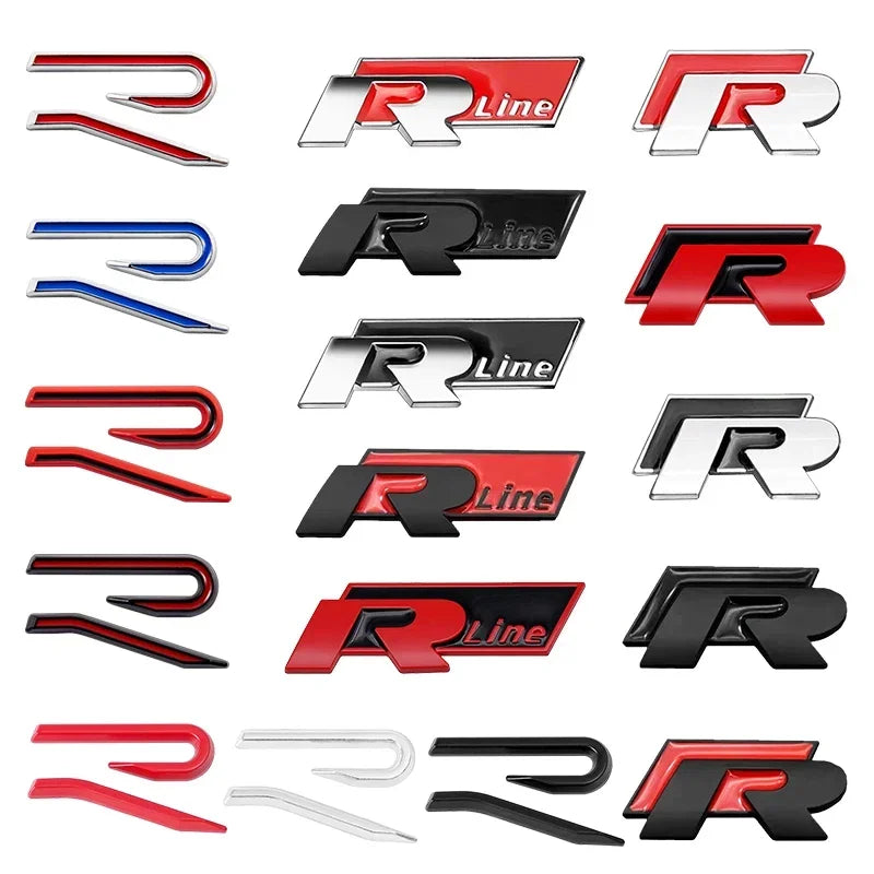 3D Metal R Logo Car Trunk Emblem Sticker Rear Body Badge for Golf Polo Jetta Beetle Passat Tiguan
