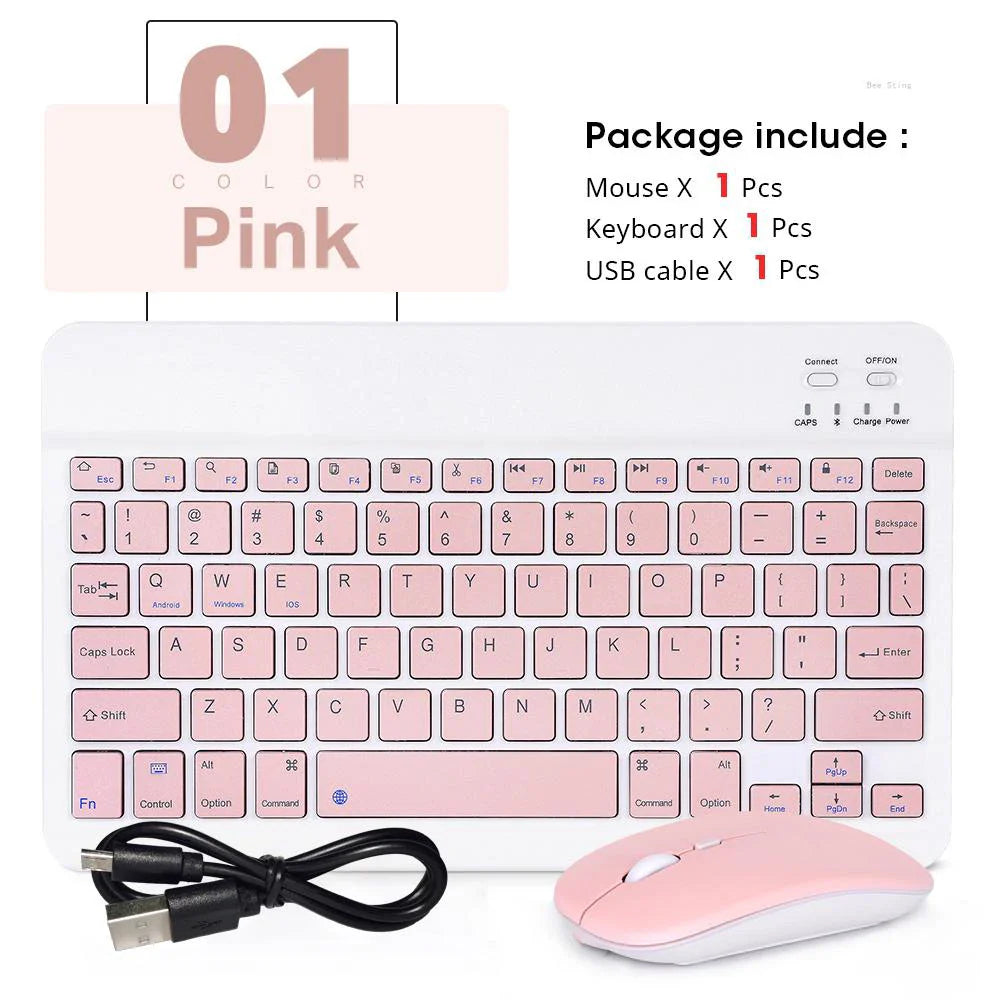 Mini Wireless Bluetooth Keyboard and Mouse — Portable Slim Rechargeable Keyboard for iPad, iPhone, Android Tablets, Samsung, Xiaomi, Mac & Windows