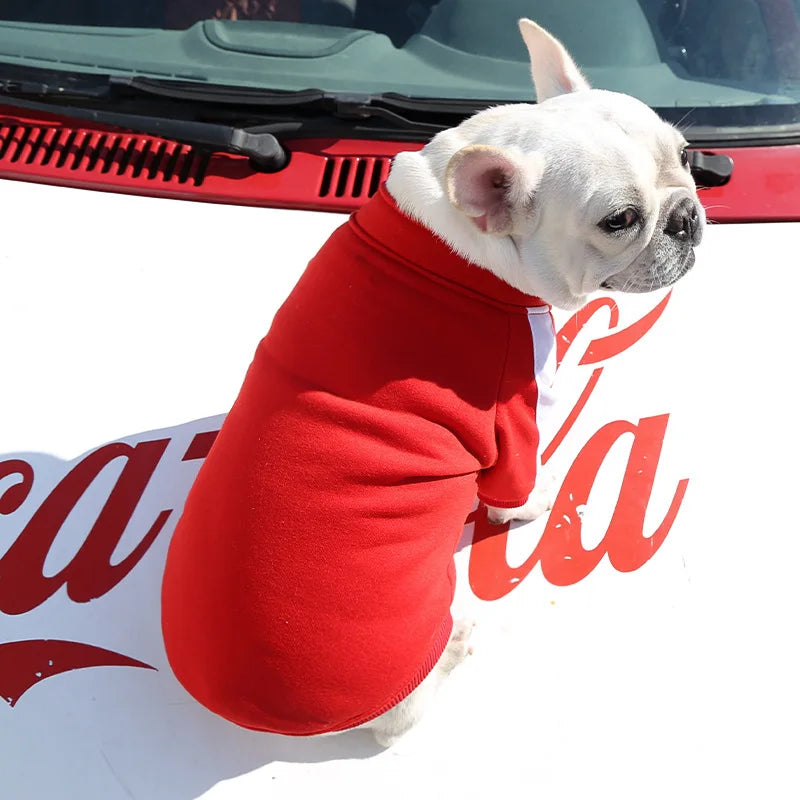 Baseball Pullover Dog Hoodie - Winter Jacket for Small & Medium Dogs, French Bulldog Chihuahua Pug Puppy Coat
