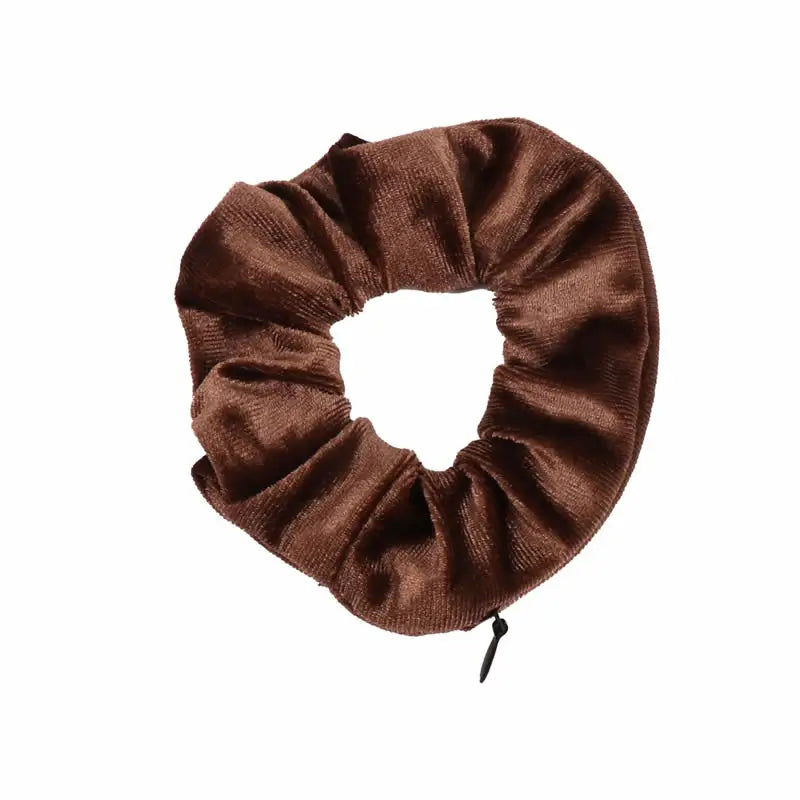 Hidden Pocket Scrunchie Hair Tie with Zipper - Secret Safe for Keys, Cash & Jewelry, Travel & Festival Accessory