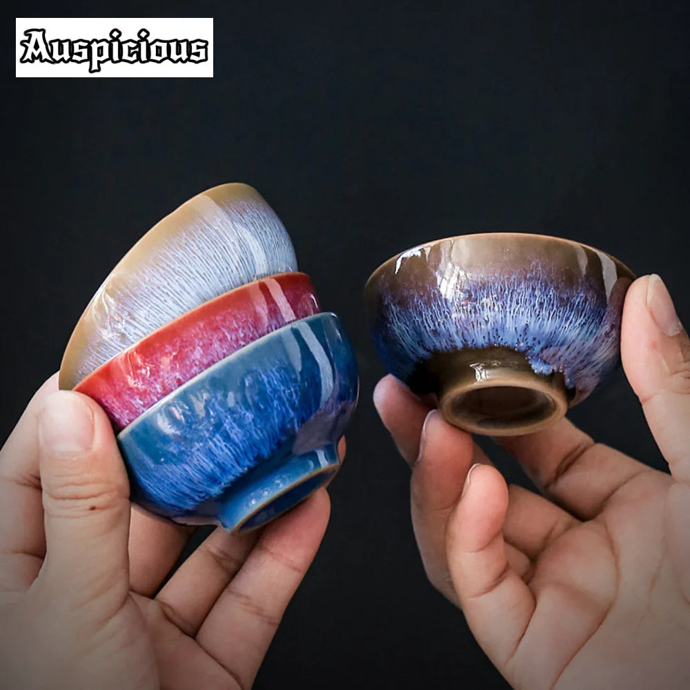 45ml (1.5 fl oz) Mini Jianzhan Kiln-Glazed Ceramic Tea Cup Kung Fu Teacup & Espresso Cup