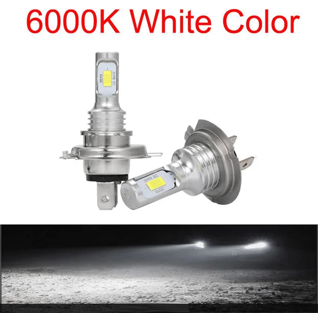 2-Pack CSP LED Headlight Bulbs H1 H4 H7 H8 H9 H11 9005 9006 (HB3/HB4) Super Bright DRL Fog Lamp - 6000K White / 3000K Yellow / 12000K Blue