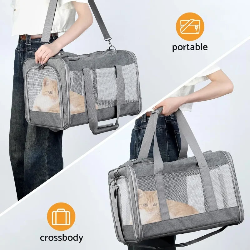 Airline Approved Pet Carrier Backpack for Small Cats & Dogs, Soft Travel Sling with Breathable Honeycomb Support & Removable Board — Holds up to 16 lb (7.3 kg)