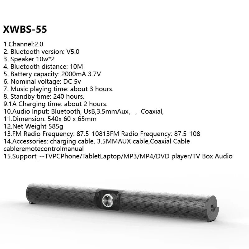 Bluetooth 5.0 Soundbar Speaker System 5.0-Channel Surround Stereo for Home Theater TV