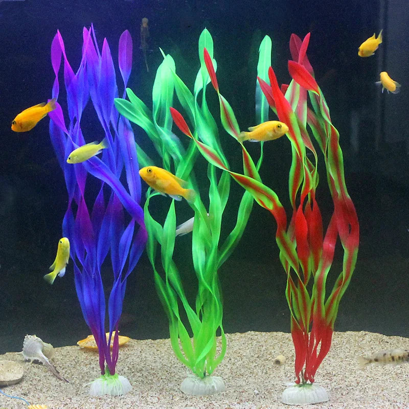 5/10-Pack Artificial Aquarium Plants - Plastic Seaweed Fish Tank Decorations, Assorted Heights 4.7-13.8 in (12-35 cm)