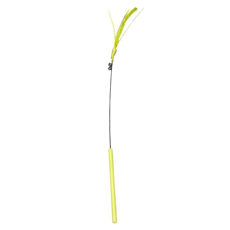 Interactive Feather Wand for Cats – 19.7 in (50 cm) Sage Tail Grass Teaser Stick, Bite-Resistant Sound Toy for Kittens