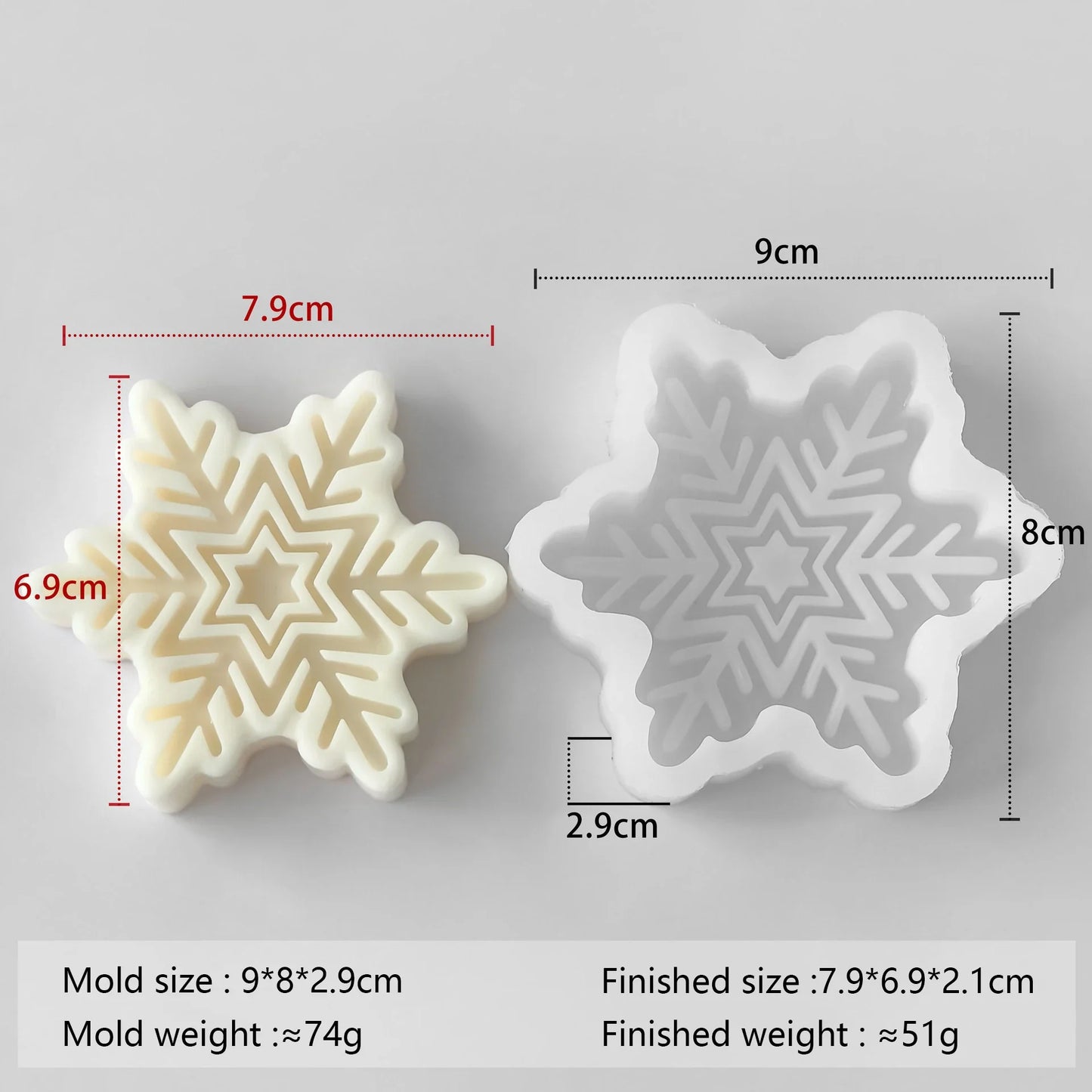 3D Snowflake Silicone Mold - DIY Candle, Soap & Wax Melt Mold for Christmas Crafts, Aroma Stones & Holiday Home Decor