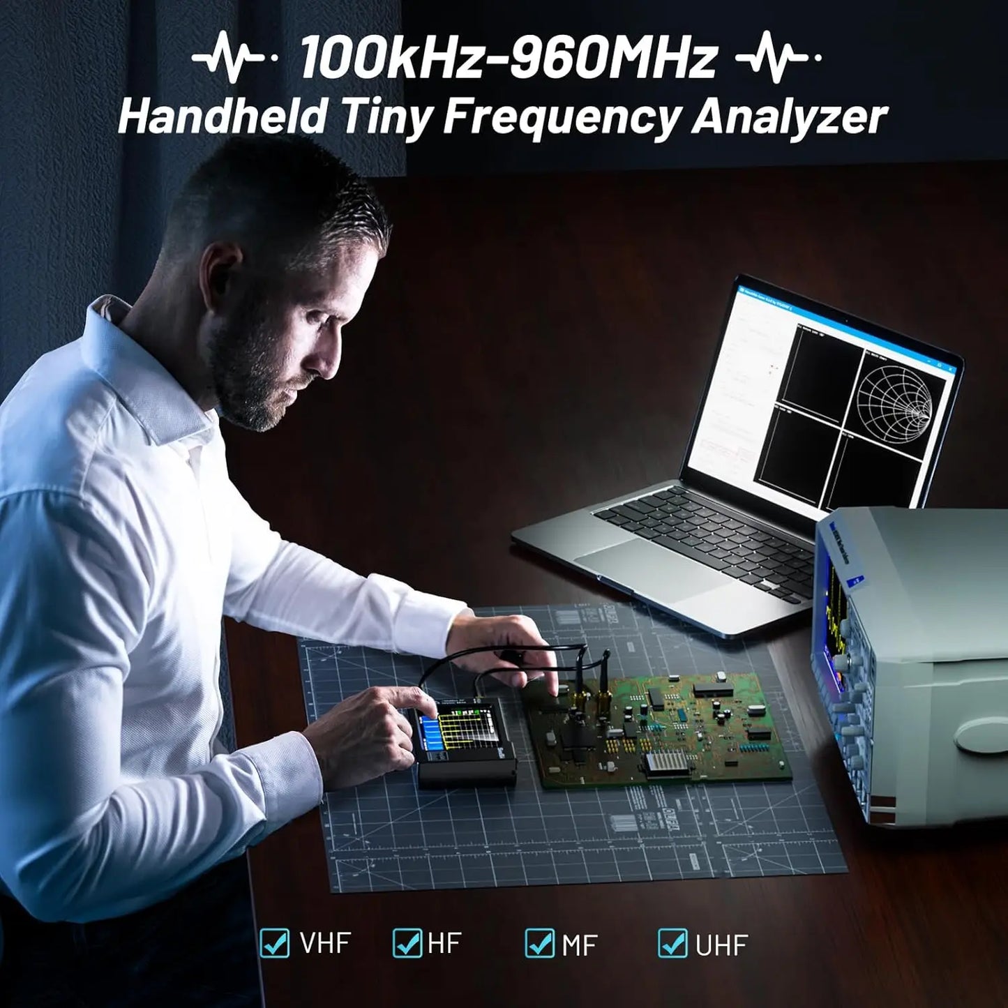 Portable TinySA Handheld Spectrum Analyzer 100 kHz to 960 MHz RF Signal Generator Antenna Analyzer