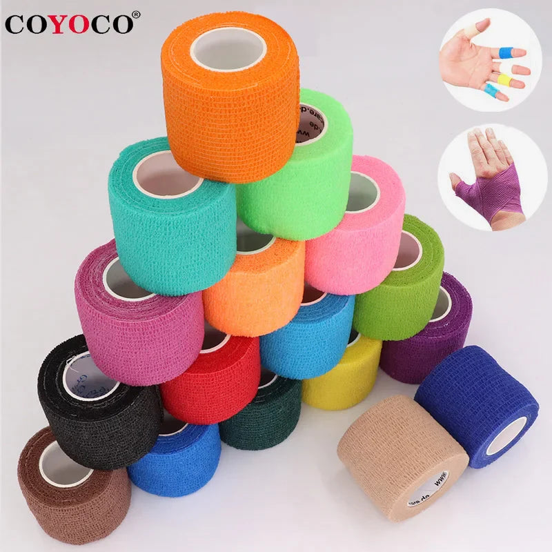 Colorful Self-Adhesive Elastic Sports Tape Wrap 5cm x 4.8m (2.0in x 15.7ft), Knee Wrist Ankle Finger Support Bandage for Tattoo and Pets