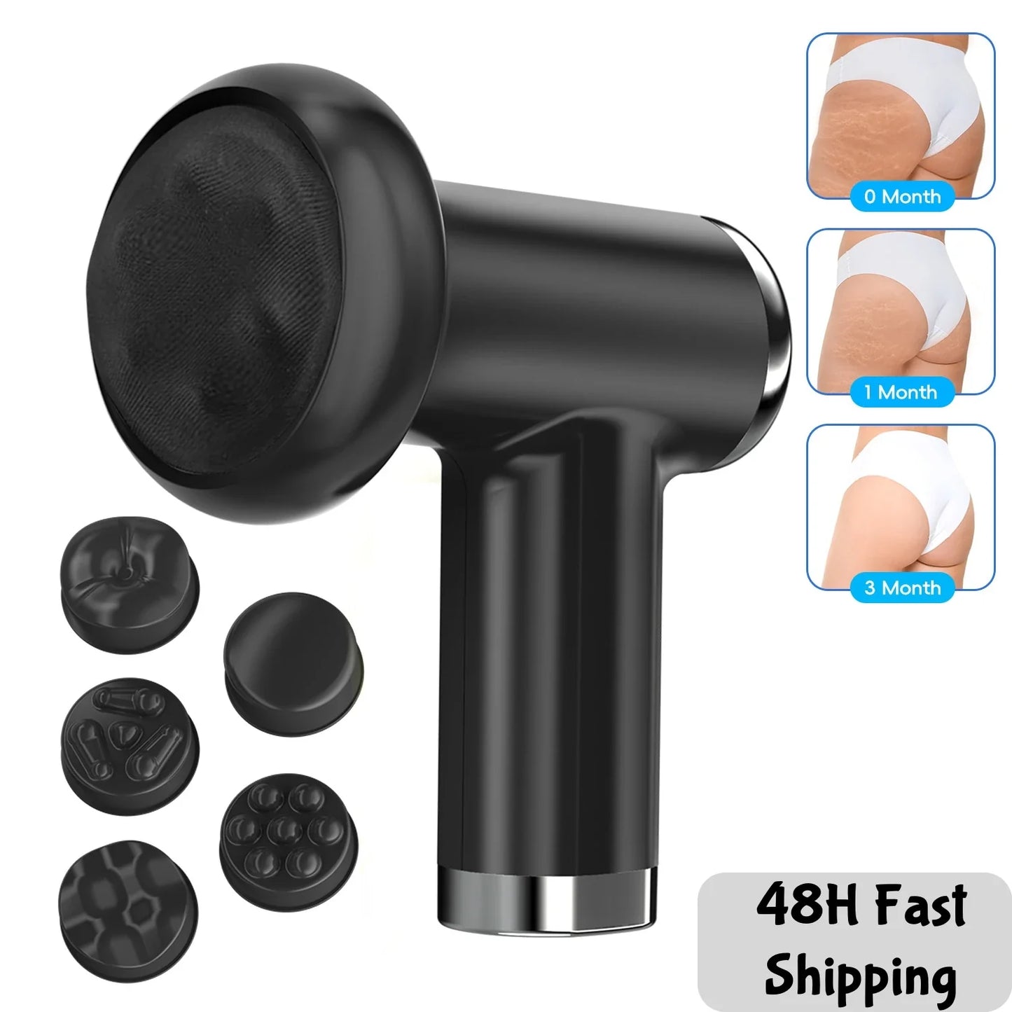 USB-C Rechargeable Body Sculpting Massager with 5 Washable Heads – Cellulite & Deep Tissue Full-Body Massage for Abdomen Back Butt Legs Arms