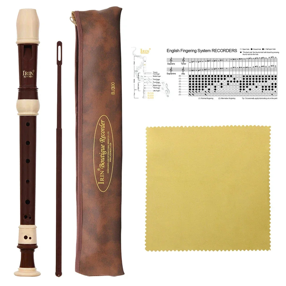 Baroque Fingering Soprano Recorder – ABS Soprano Flute, 32.5 cm (12.8 in) Beginner & Intermediate Recorder with Cleaning Rod & Cloth