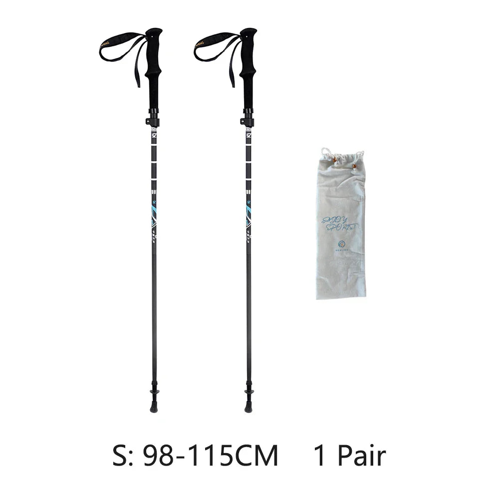 Ultra-Light Carbon Fiber Folding Trekking Pole Adjustable 110–130 cm (43–51 in) Collapsible Hiking and Walking Stick