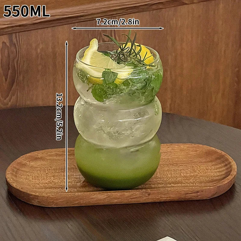 Aesthetic Borosilicate Glass Coffee Cups – Heat-Resistant Iced Coffee & Tea Glasses, 350ml (12oz) & 465ml (16oz)