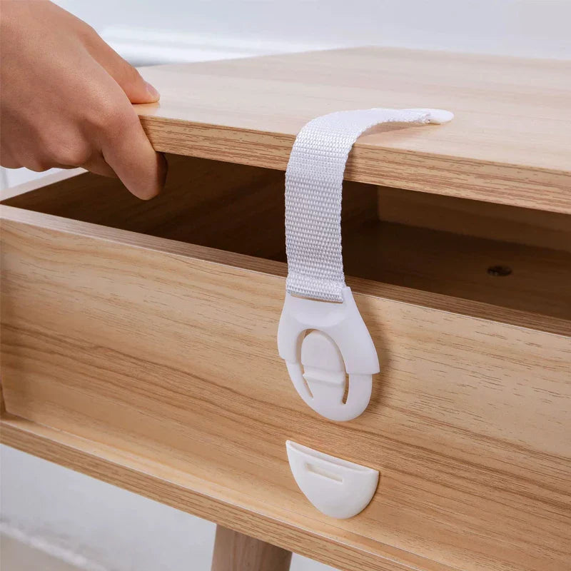 10/20-Pack Baby Safety Drawer and Cabinet Locks - Adjustable Webbing Strap Childproof Latches