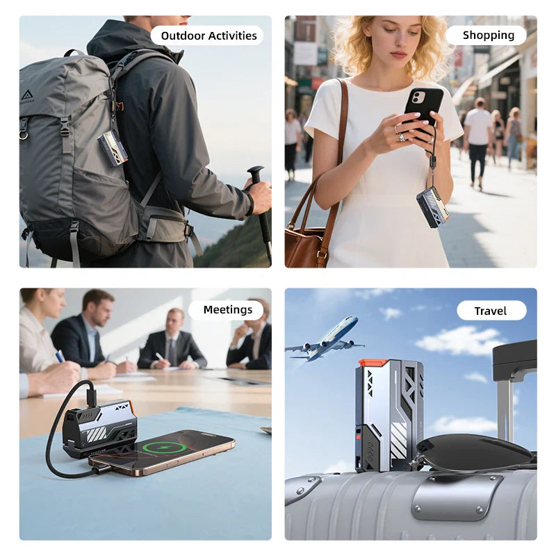 Detachable Power Bank 10,000–50,000mAh | 22.5W Fast Charge Replaceable Battery Pack with Built-In Cable