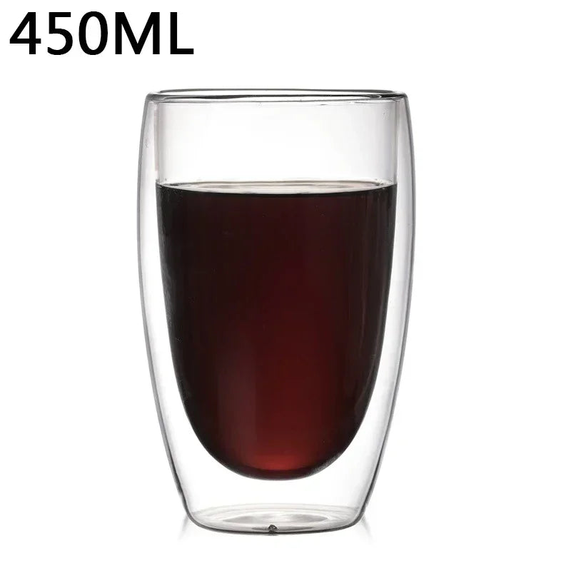 Double-Wall Borosilicate Glass Cups (80-450 ml) Heat-Resistant Insulated Tea, Coffee & Beer Glasses, Single to 6-Pack
