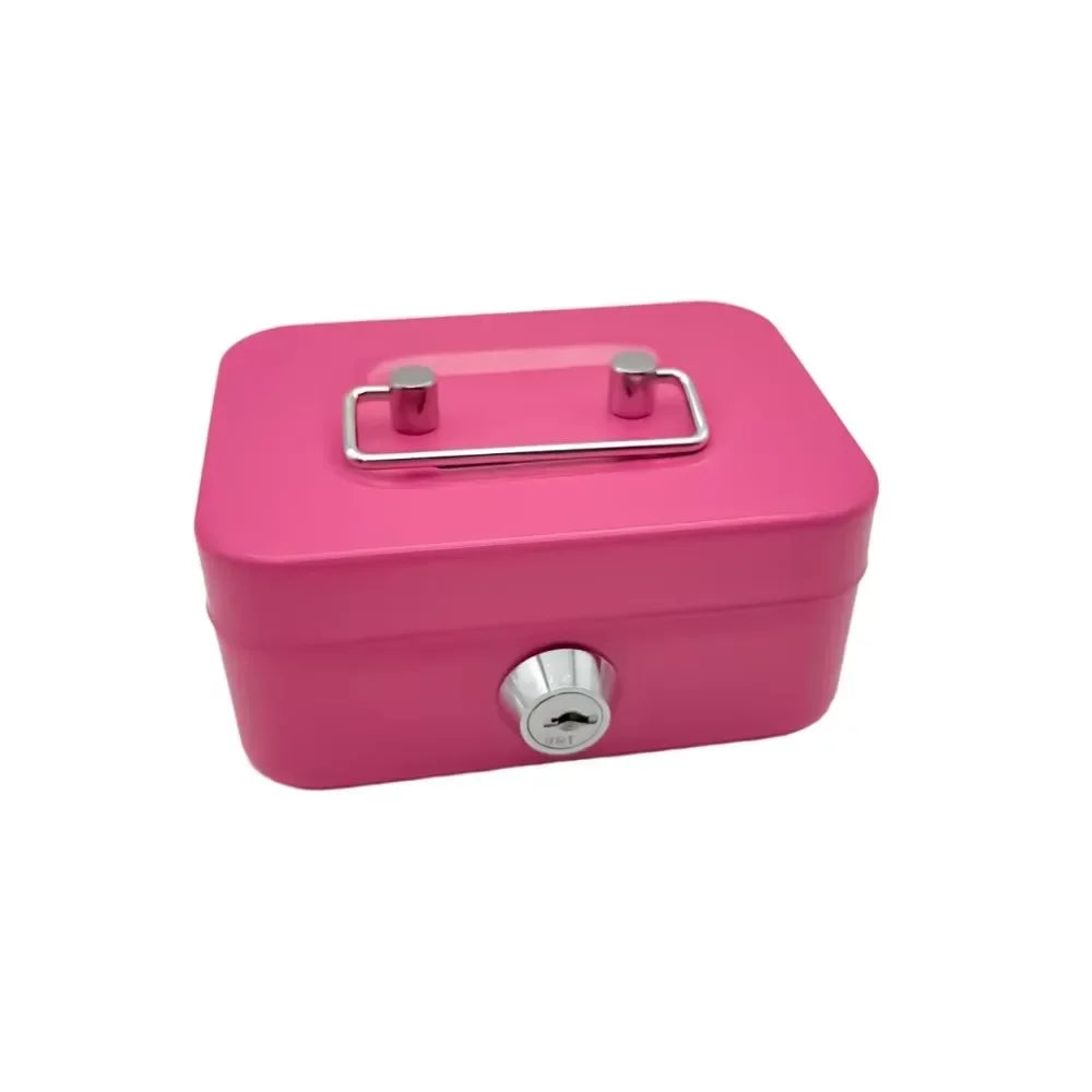 Metal Key Lock Cash Box with Handle – Small Lockable Money Organizer for Kids, 4.5 x 3.35 x 2.28 in (11.5 x 8.5 x 5.8 cm)