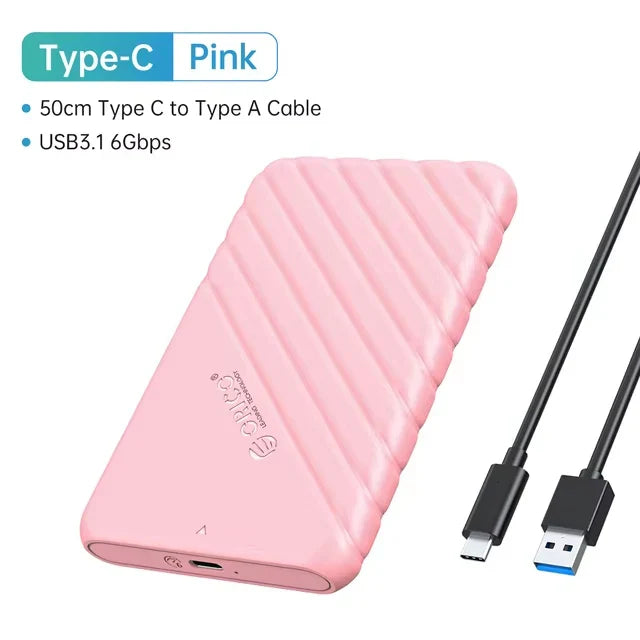 2.5-Inch SATA to USB 3.0 and Type-C External HDD Enclosure — Fits 7-9.5mm SSD/HDD, Up to 6TB, 5Gbps/6Gbps