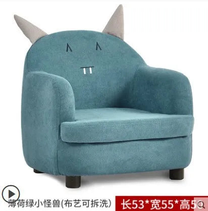Kids Cartoon Sofa Chair — Children's Toddler Armchair & Learning Stool, Wooden Frame with High-Elastic Foam (22 x 21 x 19.7 in | 56 x 54 x 50 cm)