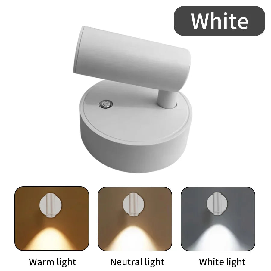 USB Rechargeable Magnetic LED Cordless Wall Light – Touch Dimmable Bedside Reading Lamp (Black/Gold/Silver/Orange/Coffee/White)