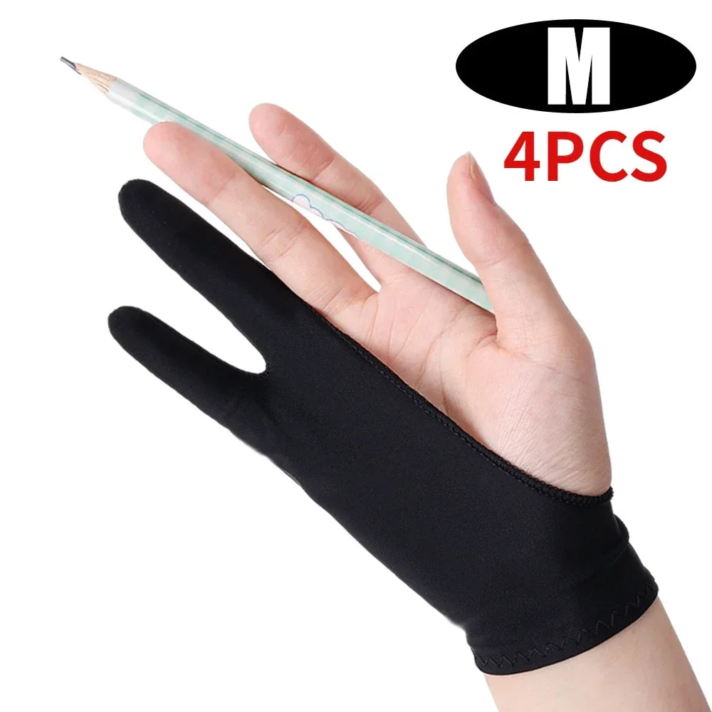 Two-Finger Drawing Glove — Anti-Smudge Palm Rejection Artist Glove for Graphics Tablets & iPad (1/2/4 Pack)
