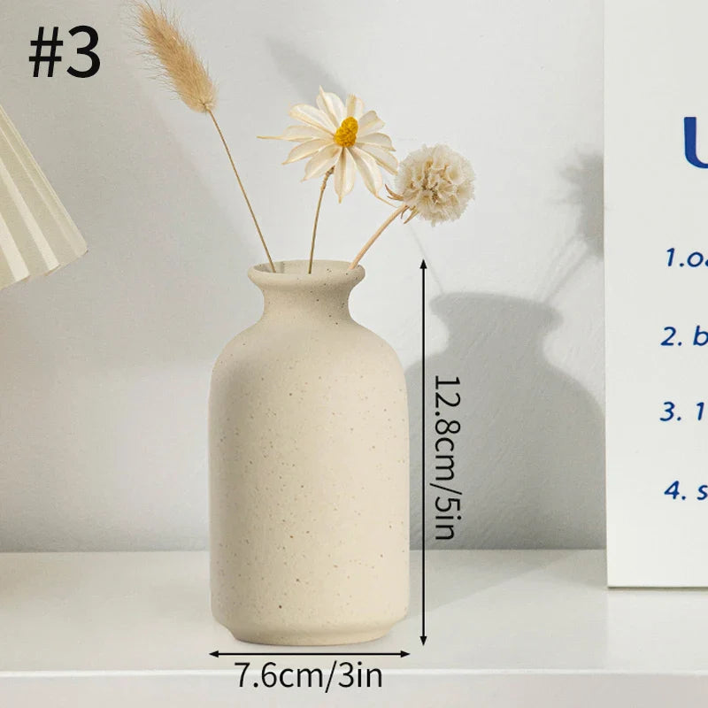 Ceramic Decorative Vase for Dried Flowers & Hydroponic Plants, Modern Table Ornament for Living Room Bedroom Office