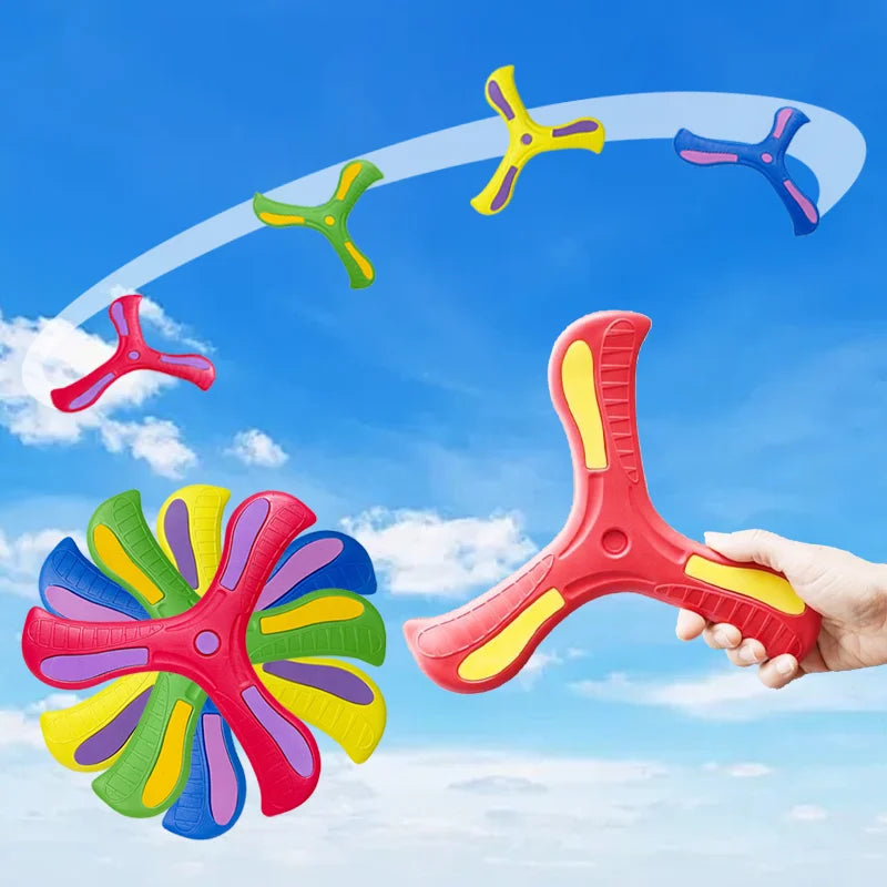 Soft Foam Boomerang Flying Disc (10.2 in / 26 cm) - Three-Leaf Cross Throwing Toy for Kids & Adults, Safe EVA Outdoor Toy