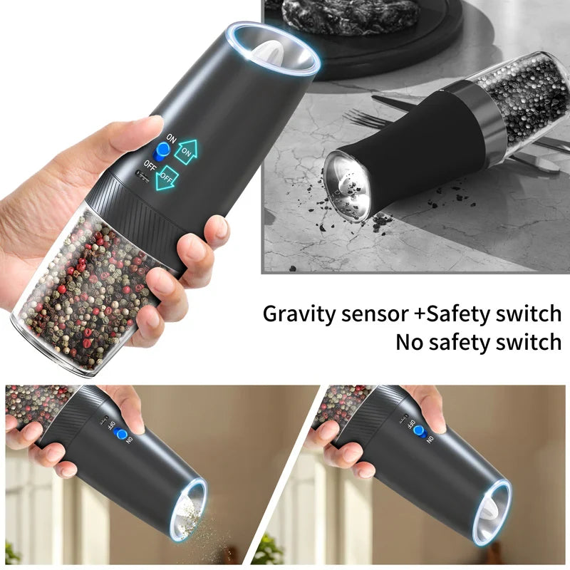 USB Rechargeable Electric Salt and Pepper Grinder – Adjustable Coarseness Electric Spice Mill for Kitchen