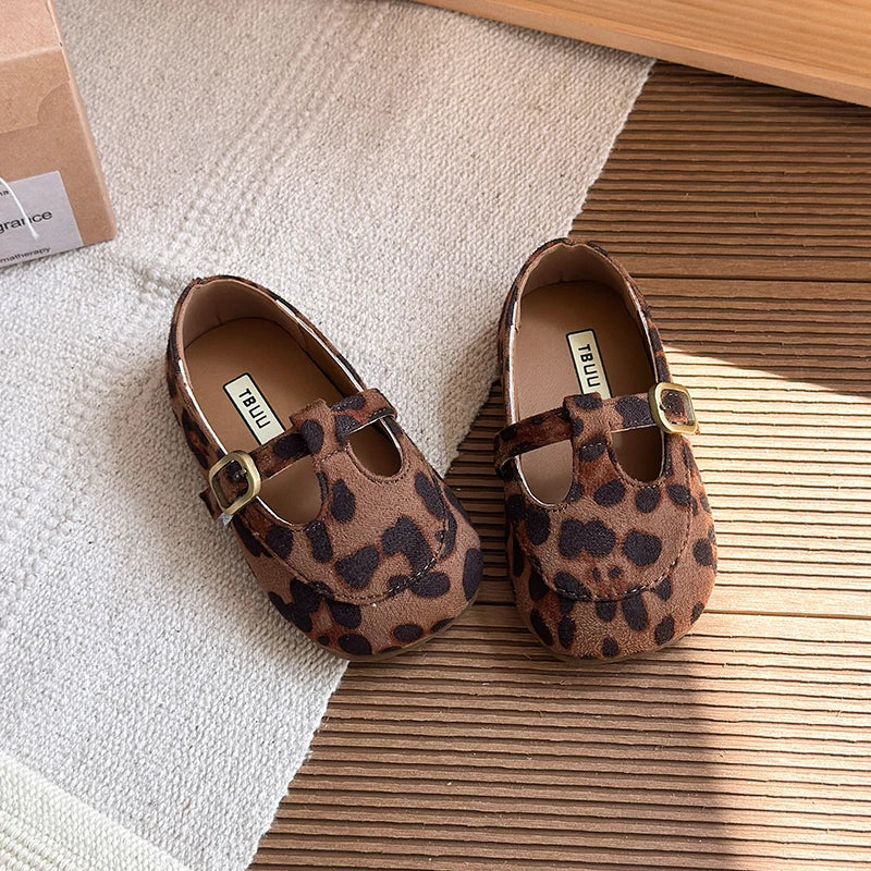 Girls T-Strap PU Leather Dress Shoes for Toddlers & Kids, Princess Flats with Non-Slip Rubber Sole