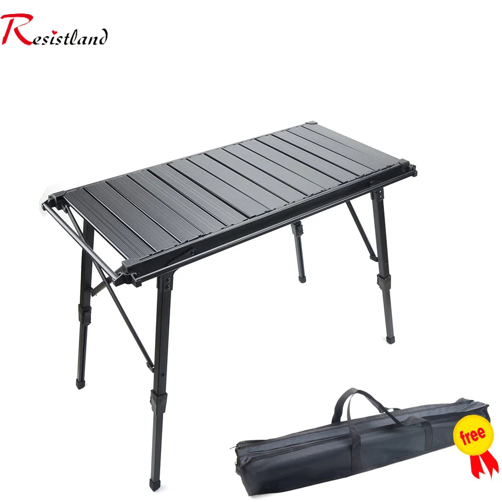 Portable Folding IGT Camping Table with Removable Wood Top — Lightweight Aluminum Camp BBQ & Gas Stove Stand for Picnic & Fishing