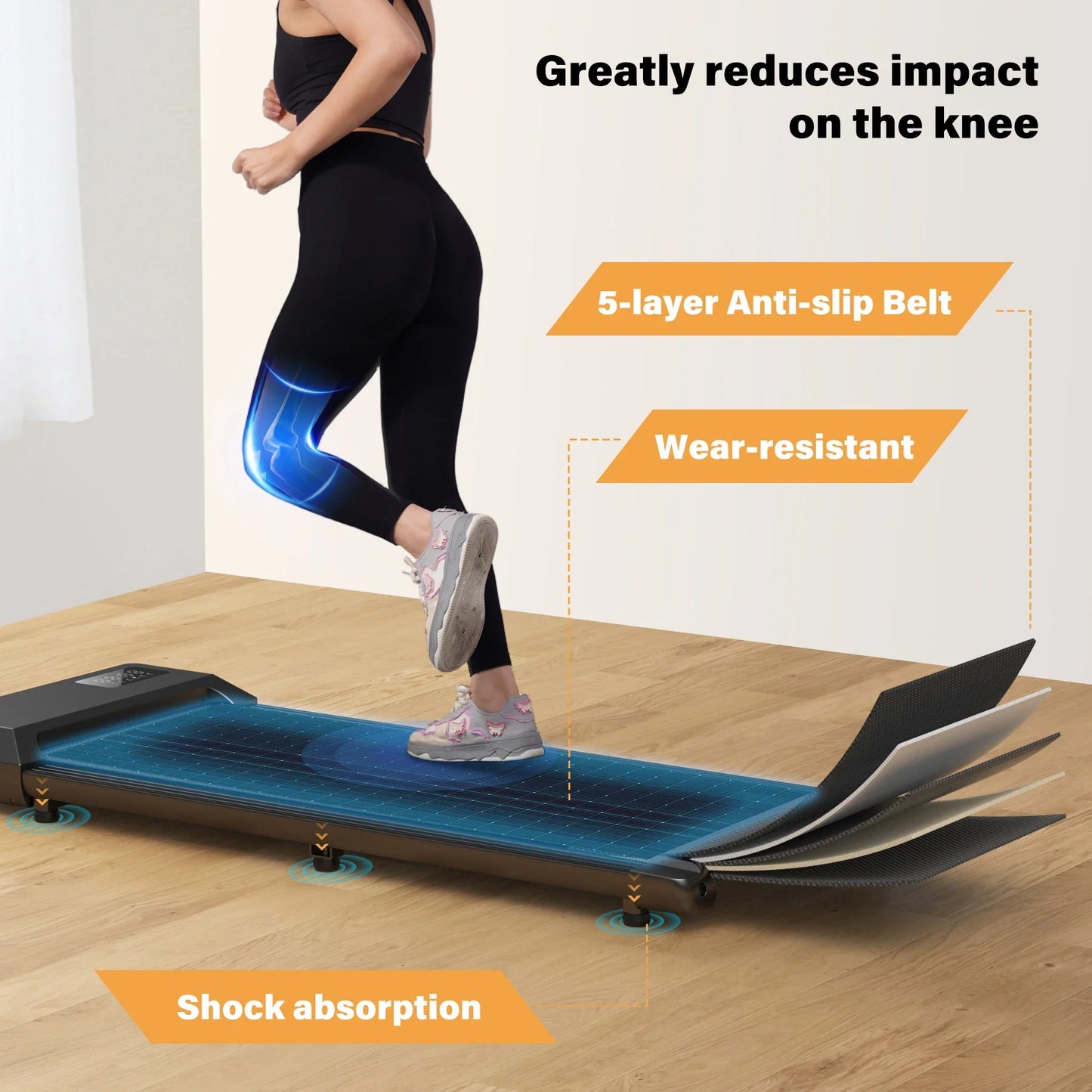 Under-Desk Treadmill for Home Office, 2.5HP Quiet Walking and Jogging Pad with App, Remote and LCD, 250 lb Capacity