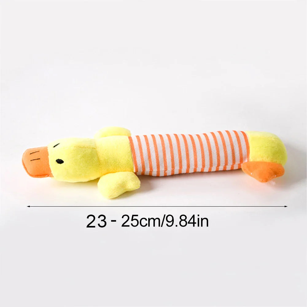 Plush Duck Squeaky Dog Toy with Chew Rope – Bite-Resistant Dental Cleaning Pet Toy