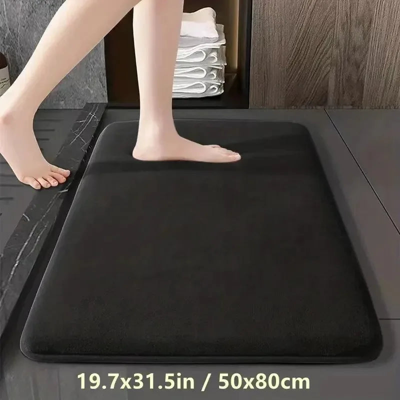 Absorbent Non-Slip Coral Velvet Bath Mat – Soft Bathroom Floor Rug & Door Mat