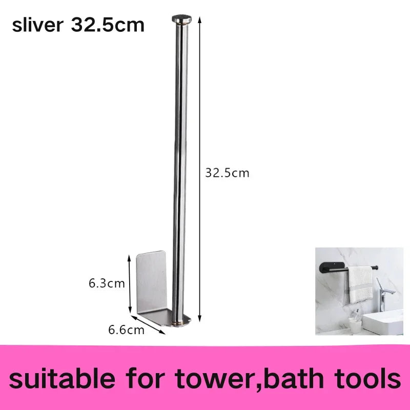 No-Drill Adhesive Toilet Paper Holder - Stainless Steel Wall-Mount Bathroom & Kitchen Roll and Towel Rack