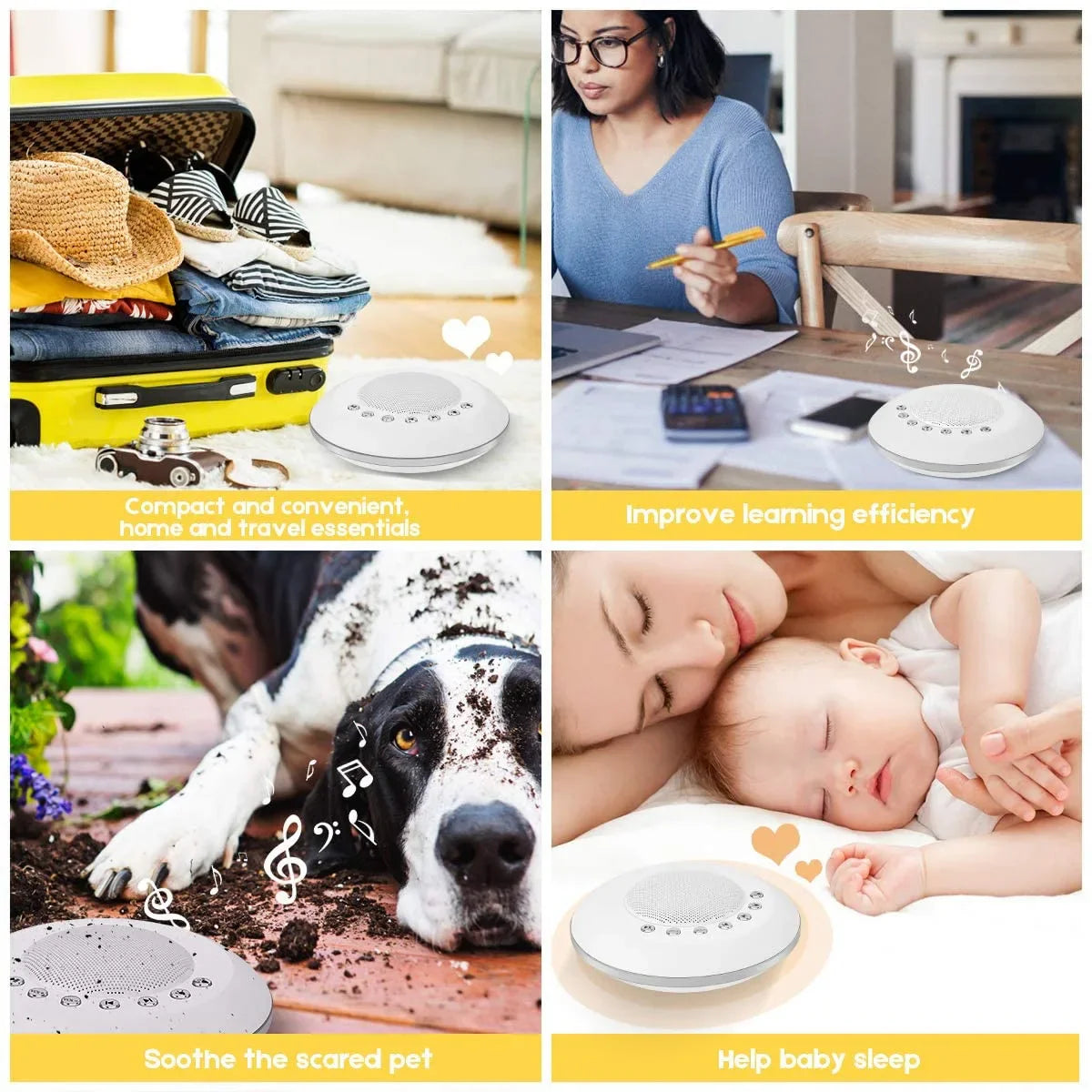 Portable Baby White Noise Machine 28 Soothing Sounds 4 Timers & Memory USB-C Rechargeable with Optional Night Light