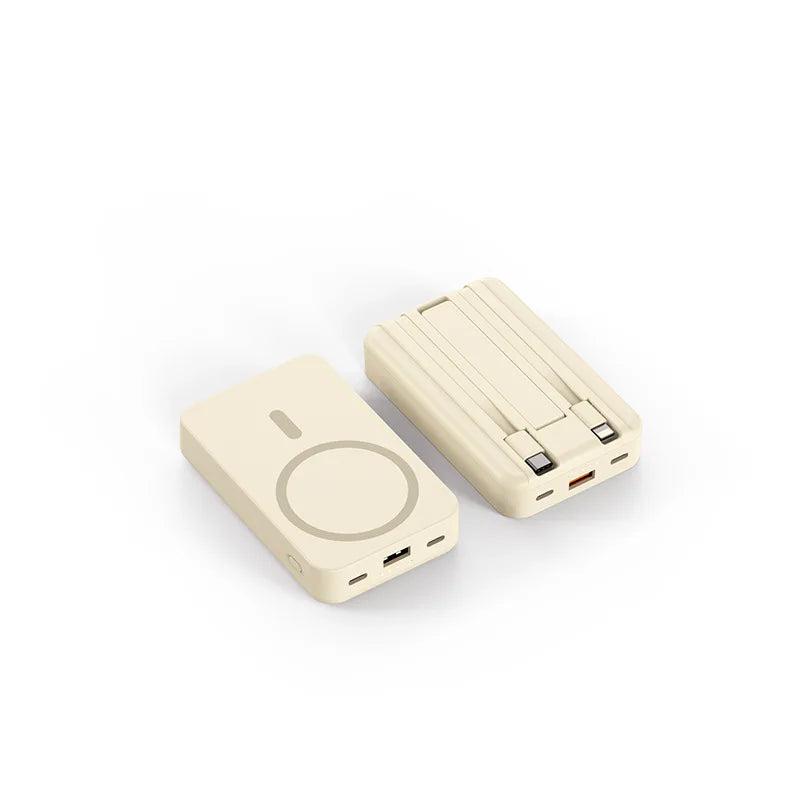 3-in-1 20,000mAh Magnetic Wireless Power Bank with Built-In Cable, USB-C PD 10W Portable Charger