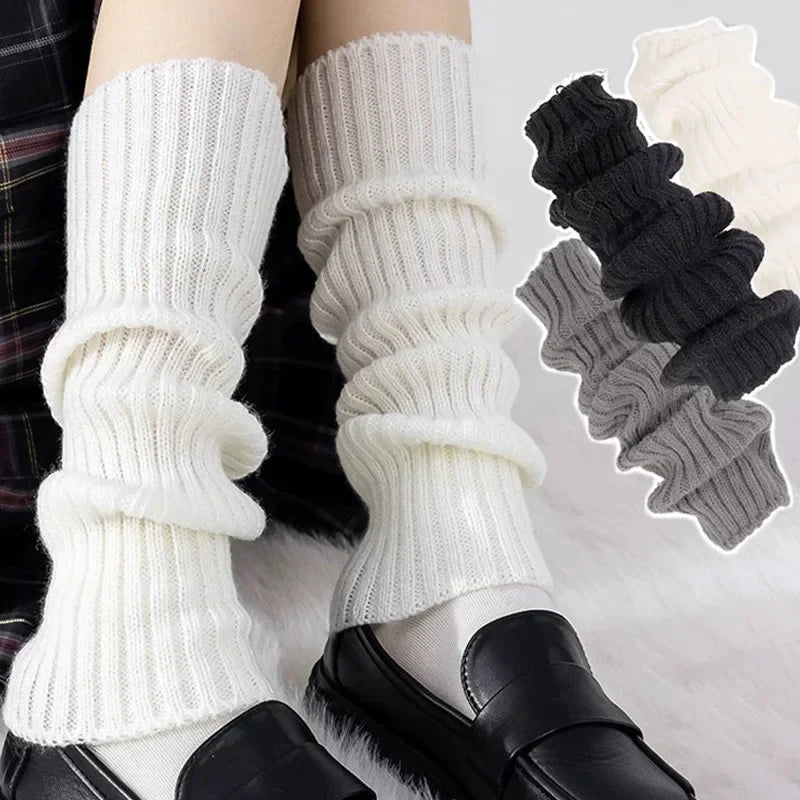 Women's Bare Heel Leg Warmers 40cm (15.7in) Knit Acrylic Boot Cuffs, Japanese Lolita Long Crochet Socks, 1 Pair
