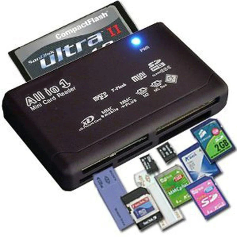21-in-1 USB 2.0 Multi Memory Card Reader for SD TF CF M2 XD MMC MS - 1/2/5/10 Pack