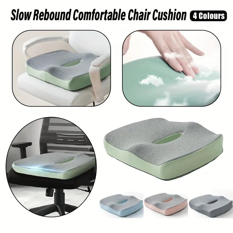 Memory Foam Seat Cushion with Removable Cover and Anti-Slip Base — Dining Chair Pad with Massage Support