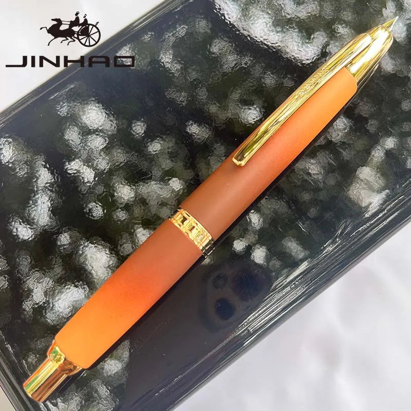 Push-Button Retractable Fountain Pen — Metal Body, Clip & Converter, EF/F Nib 0.5mm (0.02in) — Black/White
